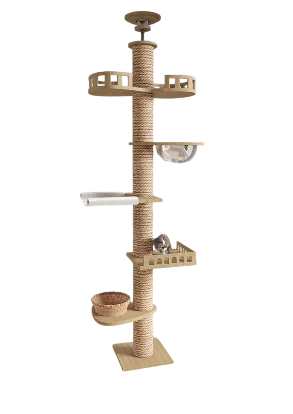 🌳 Arbre à chat en bois réglable – Design, confort et aventure à plusieurs niveaux